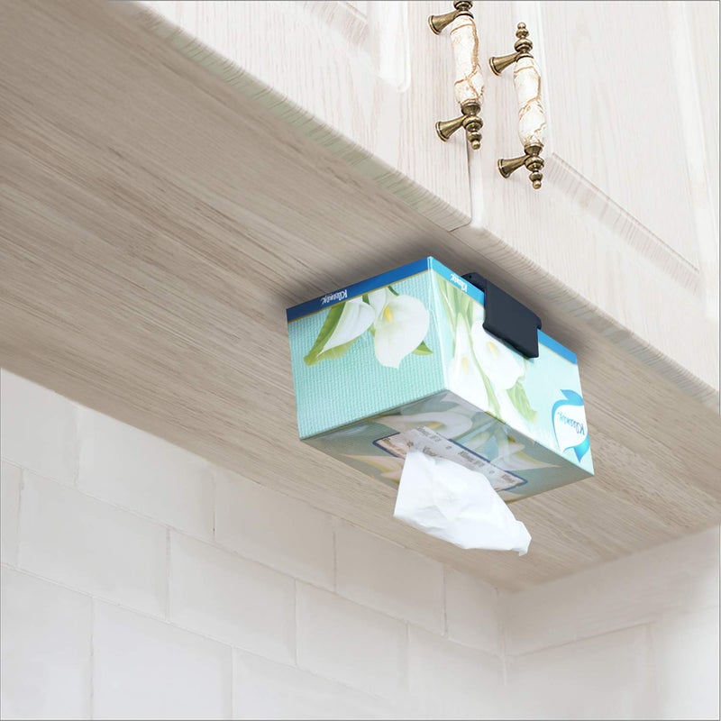 TFY Tissue Box Holder, Kitchen Wall Mount Compatible with Facial Tissues and Other Napkin Paper Boxes, Also Compatible with other devices-Black - Image 2